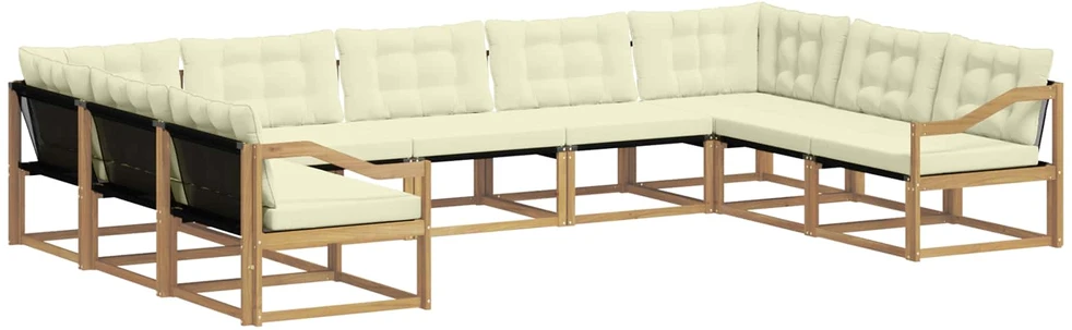 Lauko sofos komplektas 9 vnt. Balta ir kreminė