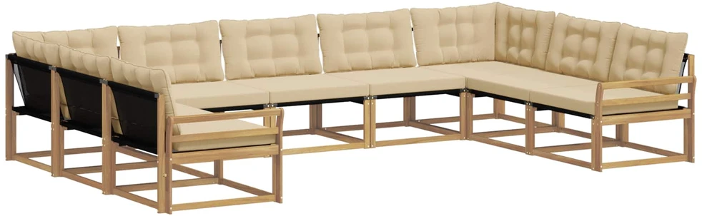 Lauko sofos komplektas 9 vnt. Balta ir kreminė