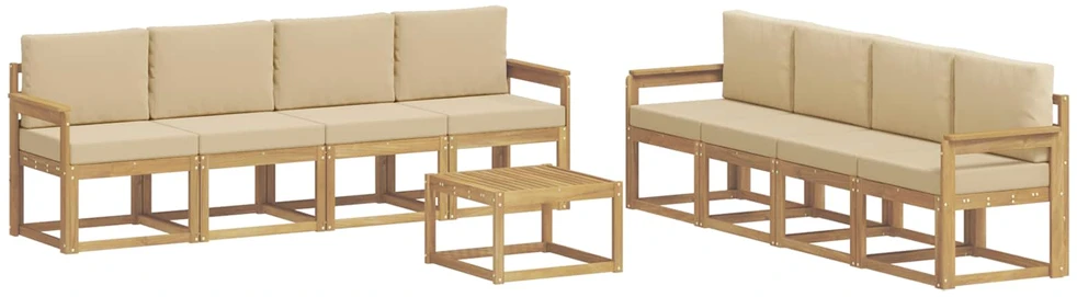 Lauko sofos komplektas 9 vnt. Balta ir kreminė