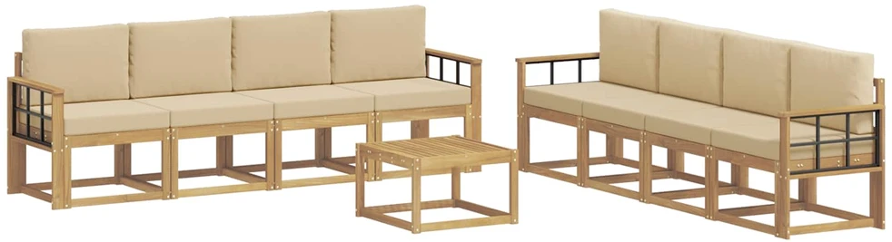 Lauko sofos komplektas 9 vnt. Balta ir kreminė