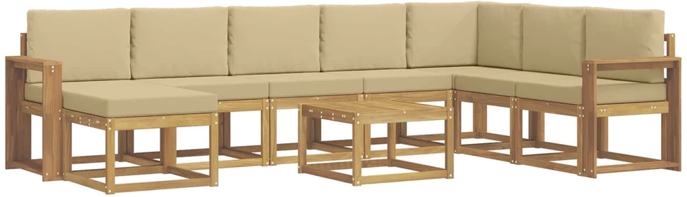 Lauko sofos komplektas 9 vnt. Balta ir kreminė