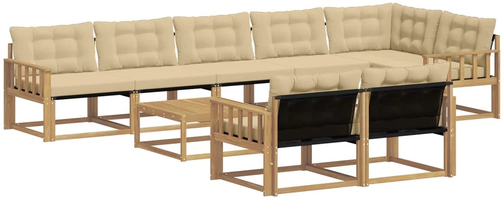 Lauko sofos komplektas 9 vnt. Balta ir kreminė
