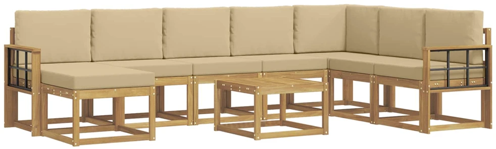 Lauko sofos komplektas 9 vnt. Balta ir kreminė