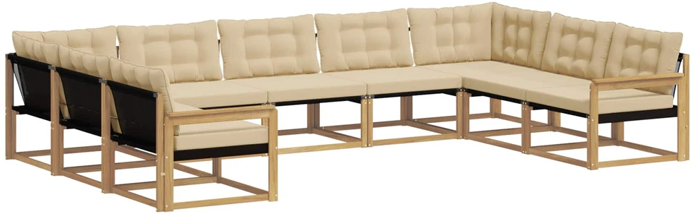 Lauko sofos komplektas 9 vnt. Balta ir kreminė