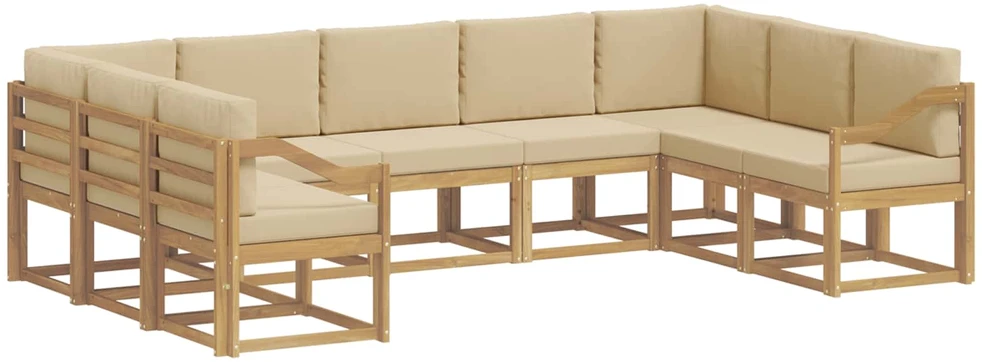 Lauko sofos komplektas 9 vnt. Balta ir kreminė