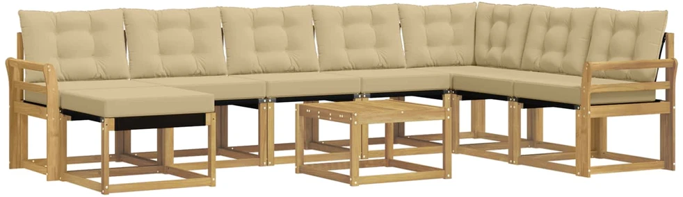 Lauko sofos komplektas 9 vnt. Balta ir kreminė