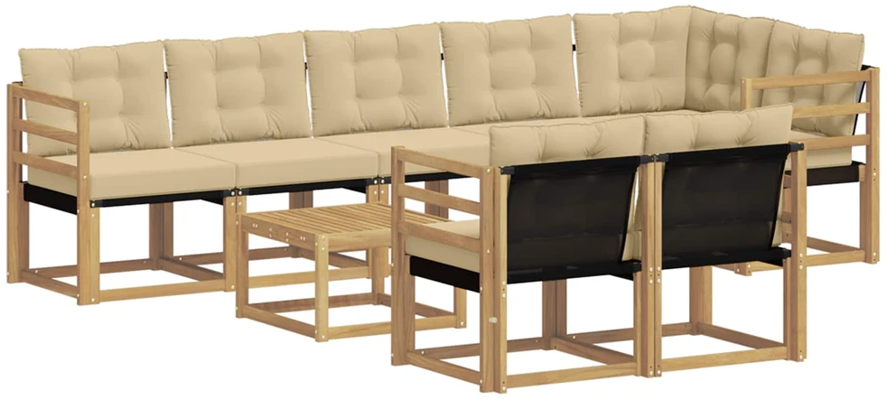 Lauko sofos komplektas 9 vnt. 8 vietos Balta ir kreminė