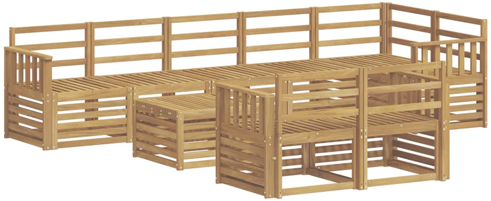 Lauko sofos komplektas 9 vnt. Balta Kietos akacijos mediena