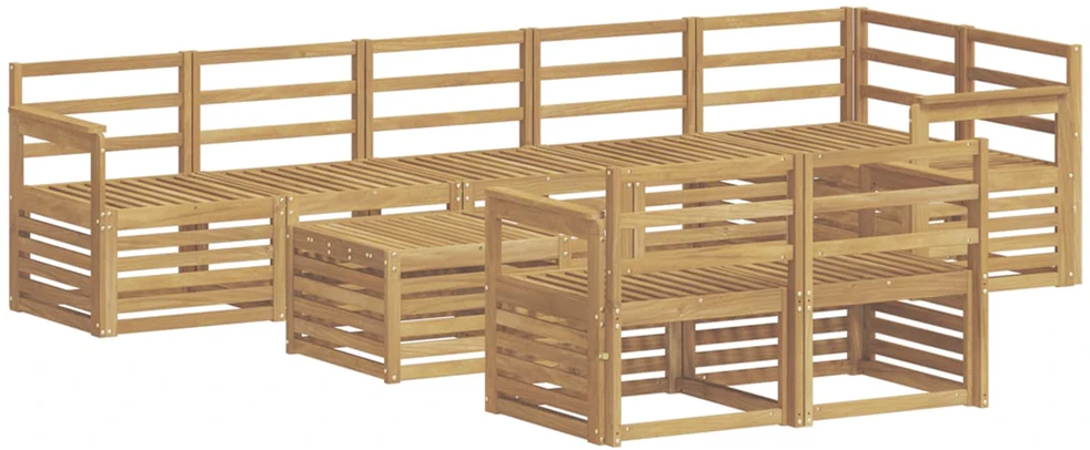Lauko sofos komplektas 9 vnt. Balta Kietos akacijos mediena