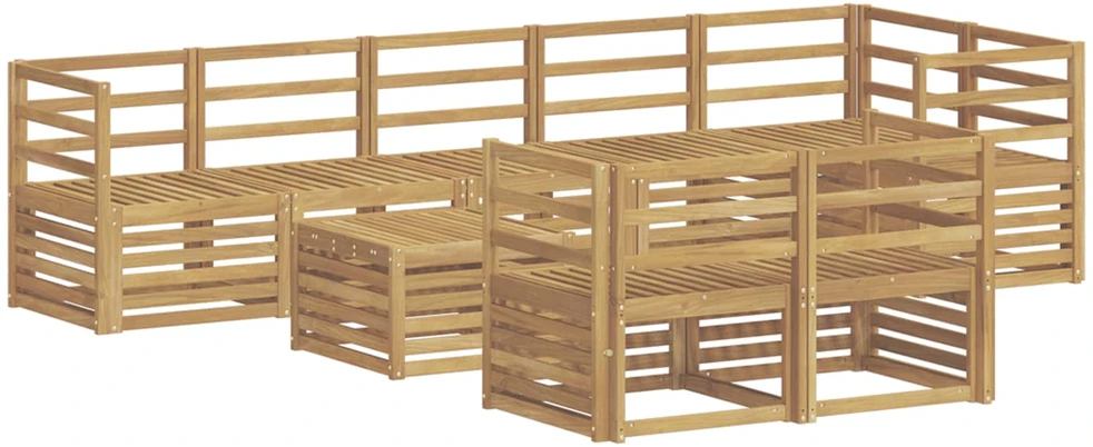 Lauko sofos komplektas 9 vnt. Balta Kietos akacijos mediena