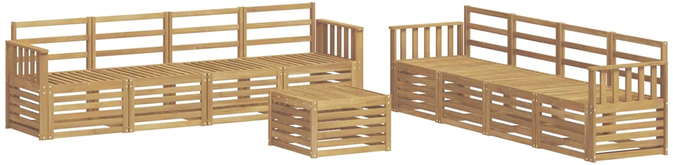 Lauko sofos komplektas 9 vnt. Balta Kietos akacijos mediena