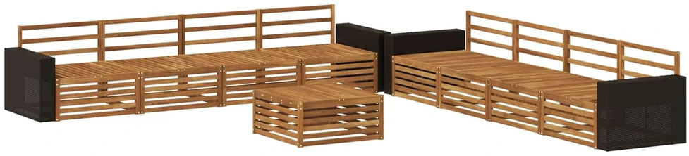 Lauko sofos komplektas 9 vnt. Natūrali