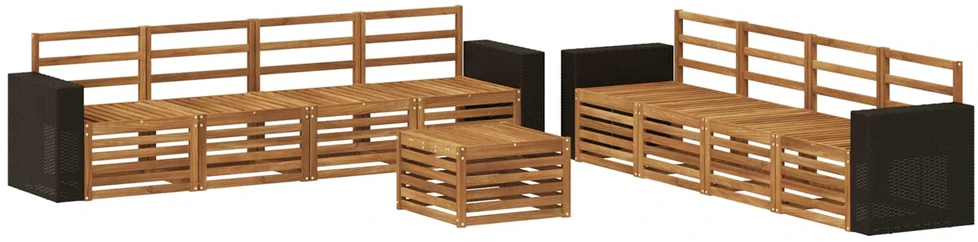 Lauko sofos komplektas 9 vnt. Natūrali