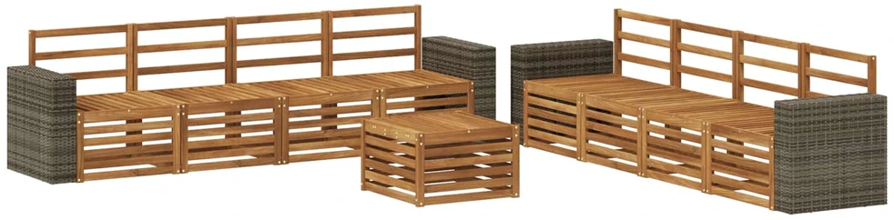 Lauko sofos komplektas 9 vnt. Natūrali