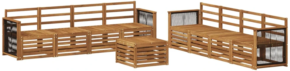 Lauko sofos komplektas 9 vnt. Natūrali