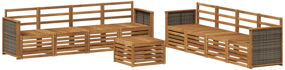 Lauko sofos komplektas 9 vnt. Natūrali
