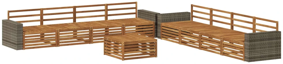 Lauko sofos komplektas 9 vnt. Natūrali