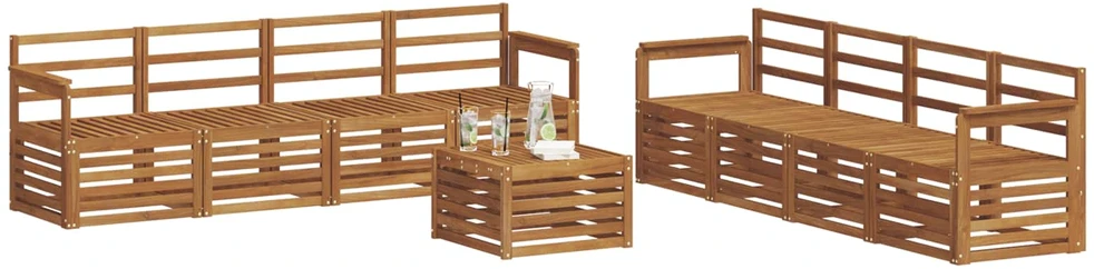 Lauko sofos komplektas 9 vnt. Natūrali
