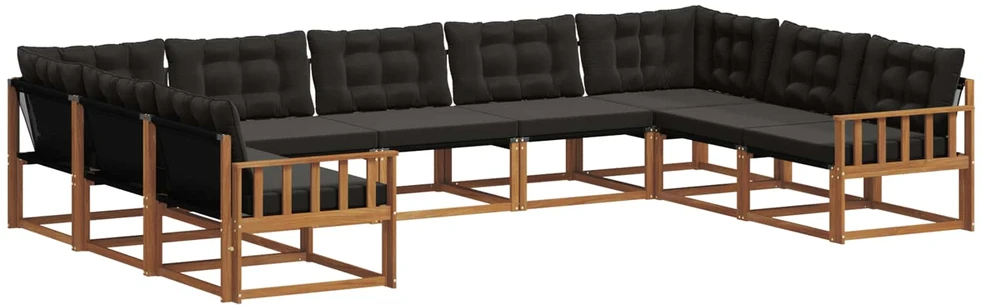 Lauko sofos komplektas 9 vnt. Natūrali ir juoda
