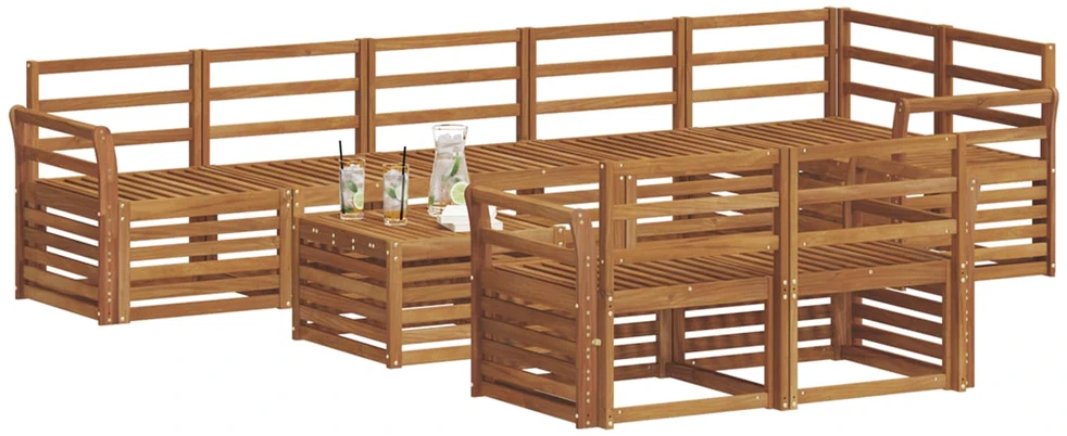 Lauko sofos komplektas 9 vnt. Natūrali Poliesteris