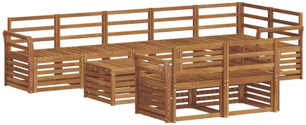 Lauko sofos komplektas 9 vnt. Natūrali Poliesteris