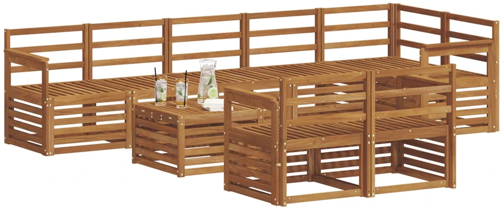 Lauko sofos komplektas 9 vnt. 8 vietos Natūrali