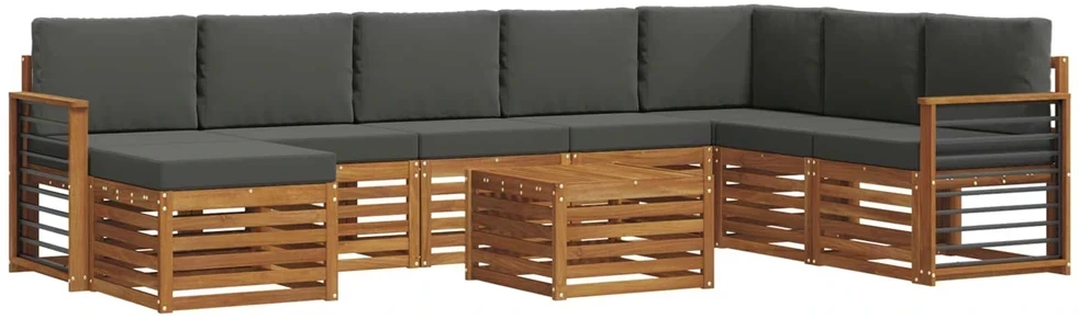 Lauko sofos komplektas 9 vnt. 8 vietos Natūralus ir antracitas