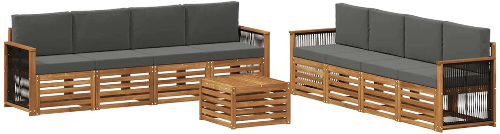 Lauko sofos komplektas 9 vnt. Natūralus ir antracitas