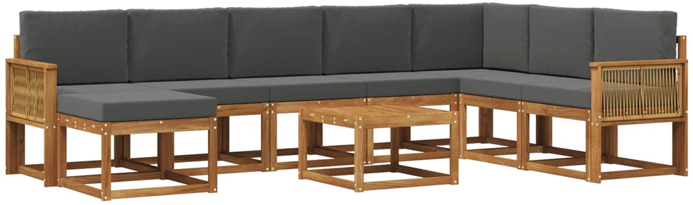 Lauko sofos komplektas 9 vnt. 8 vietos Natūralus ir antracitas