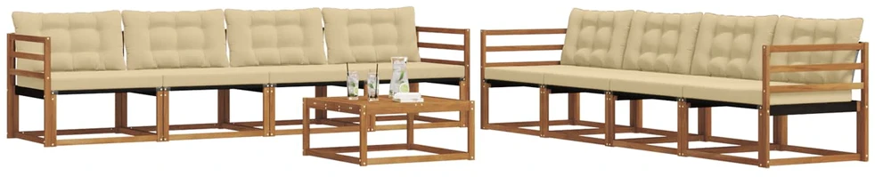 Lauko sofos komplektas 9 vnt. 8 vietos Natūralus ir bežinis