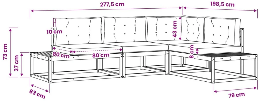 Lauko sofos komplektas Balta 277,5 x 198,5 x 73 cm Poliesteris