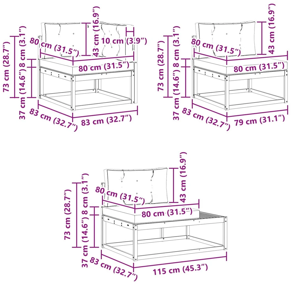 Lauko sofos komplektas Balta 277,5 x 198,5 x 73 cm Poliesteris
