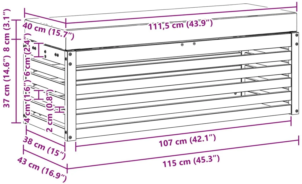 Lauko sofos komplektas Balta ir kreminė 115 x 43 x 45 cm