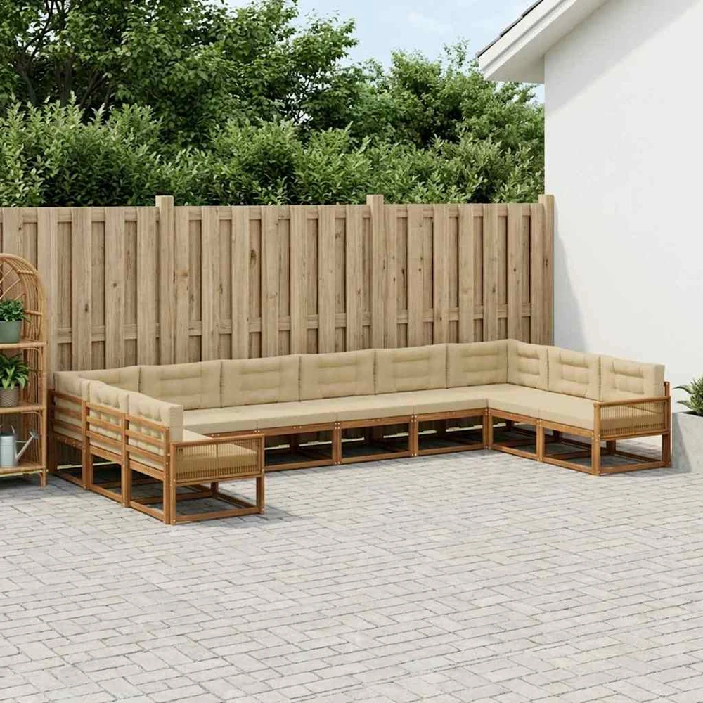 Lauko sofos komplektas 10 vnt. Natūralus ir bežinis