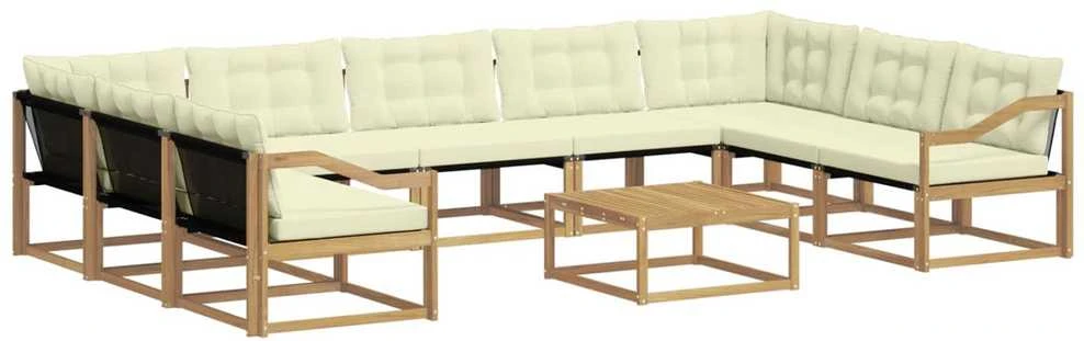 Lauko sofos komplektas 10 vnt. Balta ir kreminė