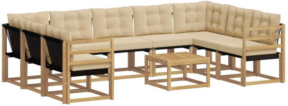 Lauko sofos komplektas 10 vnt. Balta ir kreminė