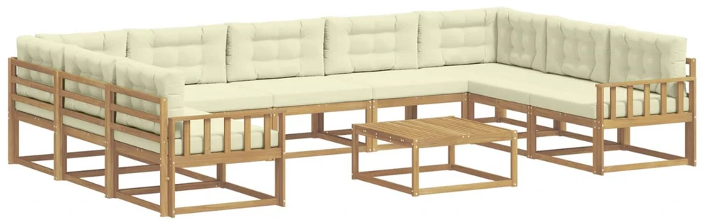 Lauko sofos komplektas 10 vnt. Balta ir kreminė