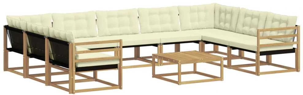 Lauko sofos komplektas 10 vnt. Balta ir kreminė