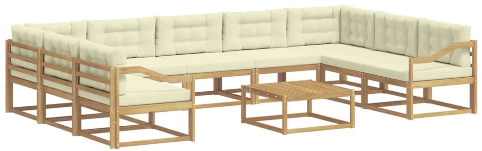 Lauko sofos komplektas 10 vnt. Balta ir kreminė