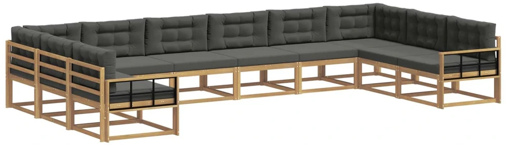 Lauko sofos komplektas 10 vnt. Balta ir antracito