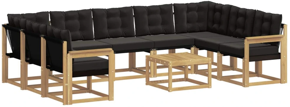 Lauko sofos komplektas 10 vnt. Balta ir juoda