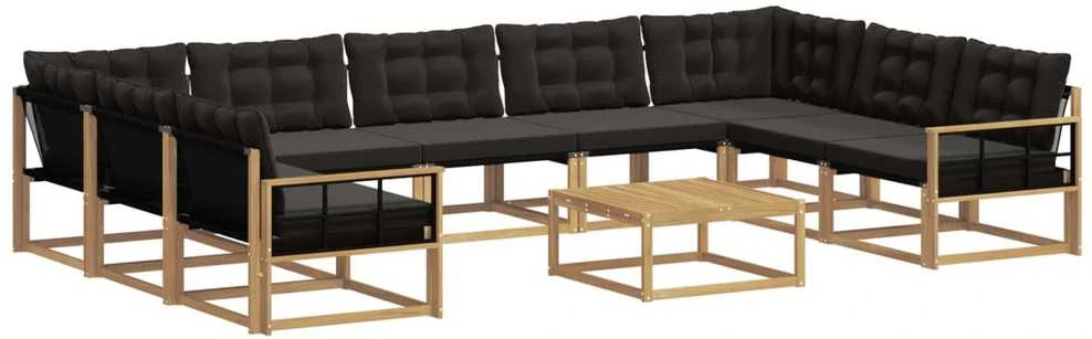 Lauko sofos komplektas 10 vnt. Balta ir juoda