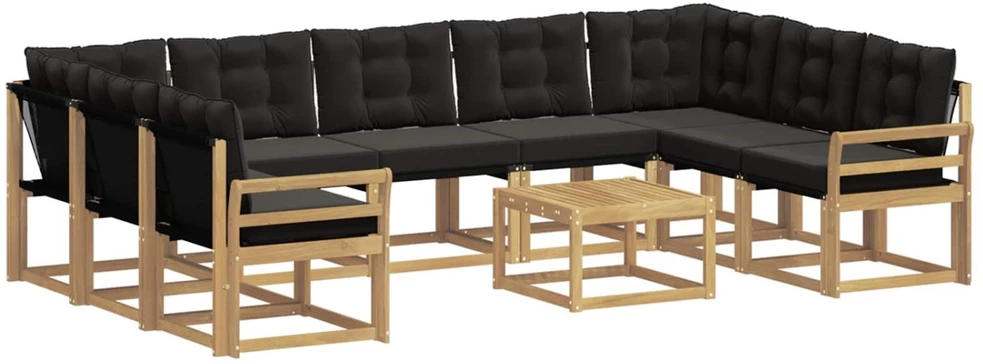 Lauko sofos komplektas 10 vnt. Balta ir juoda