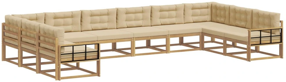 Lauko sofos komplektas 10 vnt. Balta ir kreminė