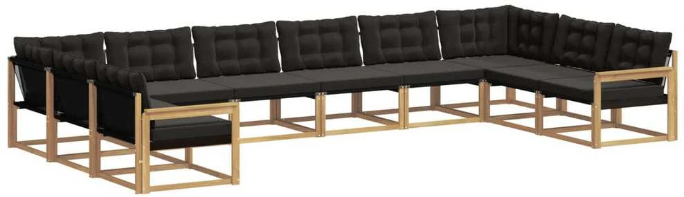 Lauko sofos komplektas 10 vnt. Balta ir juoda