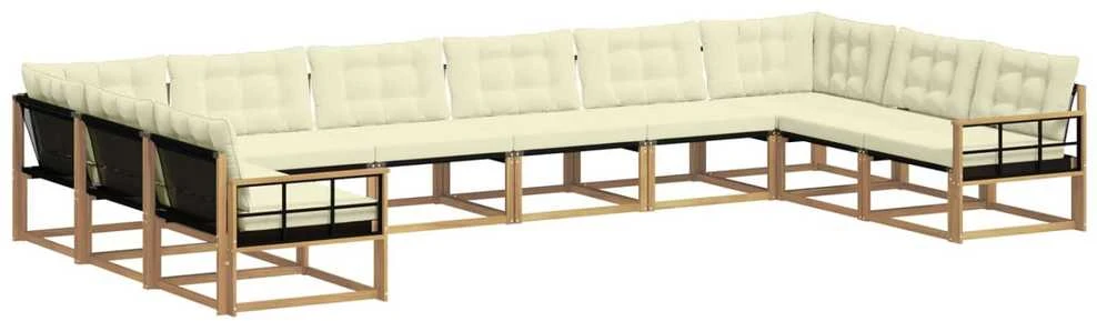 Lauko sofos komplektas 10 vnt. Balta ir kreminė