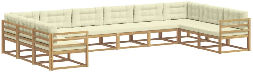 Lauko sofos komplektas 10 vnt. Balta ir kreminė