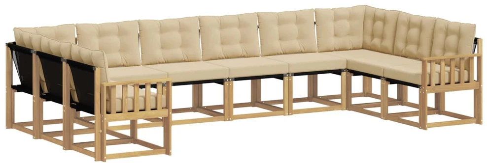 Lauko sofos komplektas 10 vnt. Balta ir kreminė