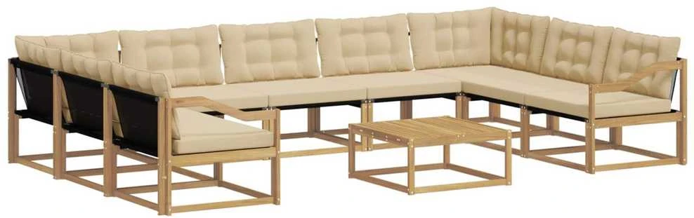 Lauko sofos komplektas 10 vnt. Balta ir kreminė
