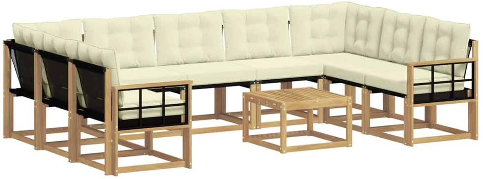 Lauko sofos komplektas 10 vnt. Balta ir kreminė